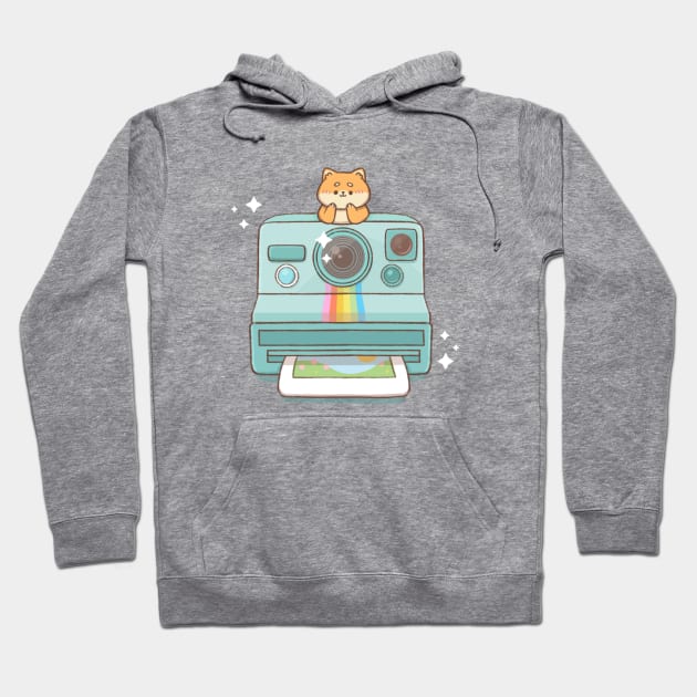 Doggy on Retro Vintage Camera Hoodie by Kukoo.Kat